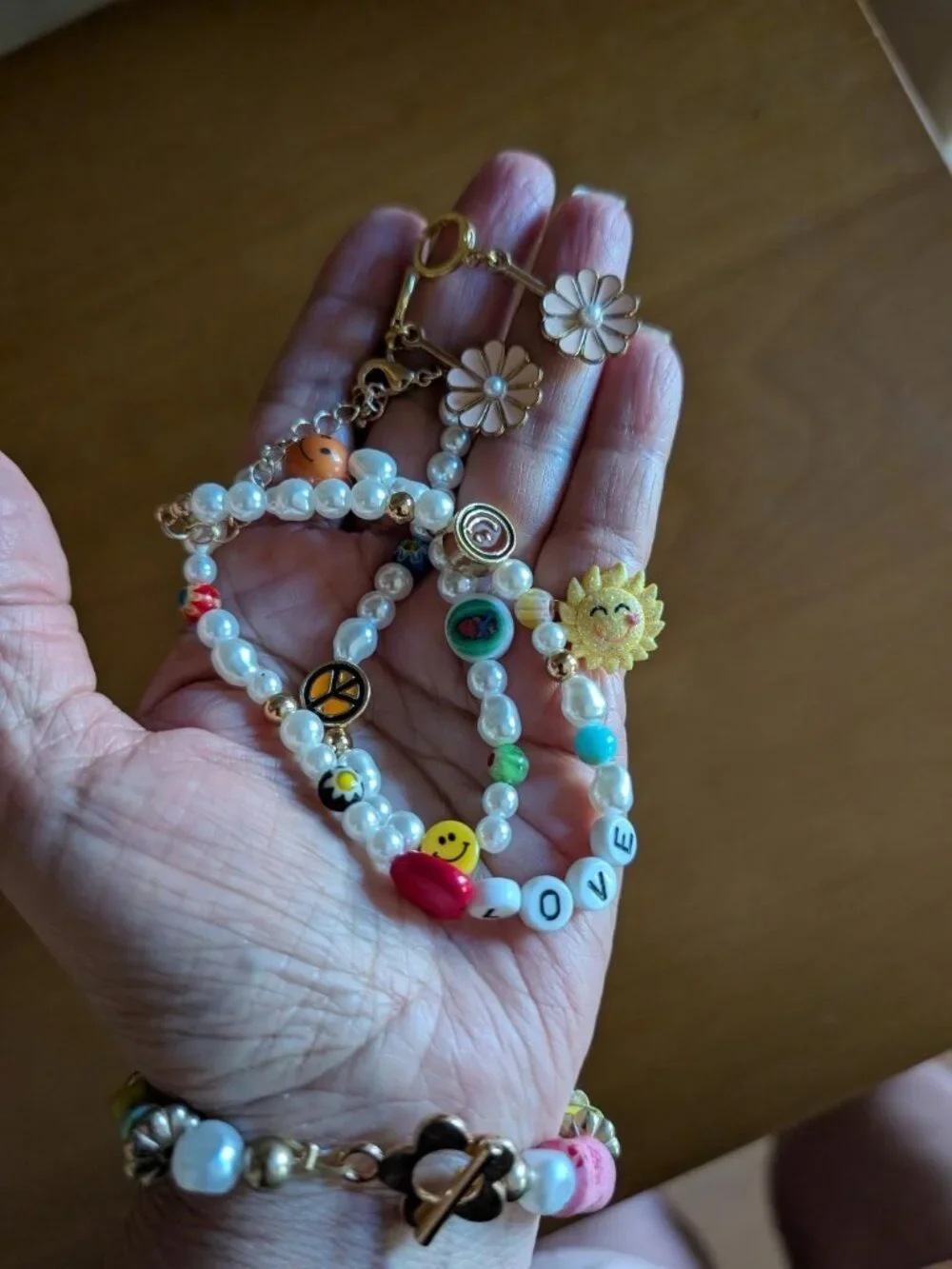 Multicolor Jewelry Set: Necklace, Stretch Bracelet, Earrings, Ring